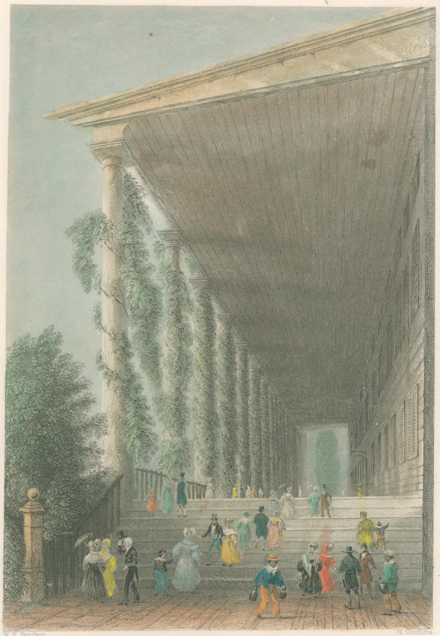 Art Print W.H Bartlett H. Griffiths Colonnade of Congress hotsell Hall Saratoga Springs