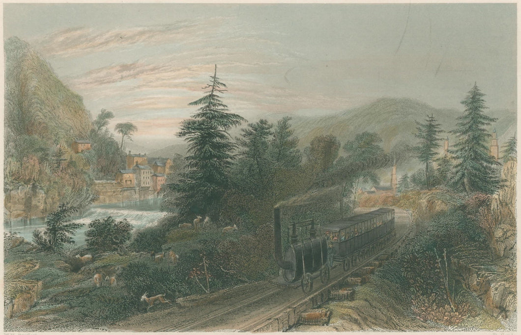 Bartlett, William Henry  “Rail-road scene, Little Falls (Valley of the Mohawk)”  [New York]