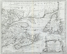 Load image into Gallery viewer, Bowen, Emanuel “A New &amp; Accurate Map of the Islands of Newfoundland, Cape Briton, St. John and Anticosta… with the Neighbouring Countries of Nova Scotia, Canada &amp;c. . . .”
