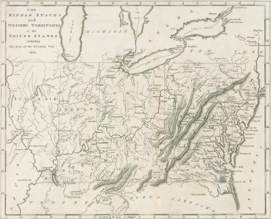 Brookes, R.   “The Middle States and Western Territories of the United States including the Seat of the Western War..”