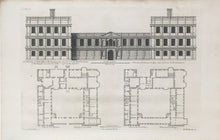 Load image into Gallery viewer, Jones, Inigo “The Elevation of Castle Asby in Northamptonshire, the Seat of Rt. Honble the Earl of Northampton, / Plan of the first Story / Plan of the Second Story&quot; Pl. 8.
