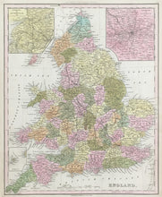 Load image into Gallery viewer, Tanner, Henry S. &quot;England.&quot; with insets &quot;Environs of Liverpool,&quot; &quot;Environs of London&quot;
