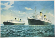 Load image into Gallery viewer, Hoertz, Frederick J. “Cunard White Star Line, Queen Mary and Queen Elizabeth.  Largest and Fastest Ocean Liners in the World”
