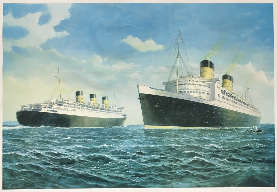 Hoertz, Frederick J. “Cunard White Star Line, Queen Mary and Queen Elizabeth.  Largest and Fastest Ocean Liners in the World”