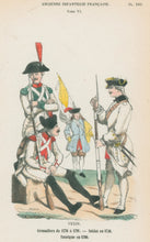 Load image into Gallery viewer, Philippoteaux, Felix Plate 103. &quot;Vexin. Grenadiers de 1776 a 1791. - Soldat en 1750. Enseigne en 1700&quot;
