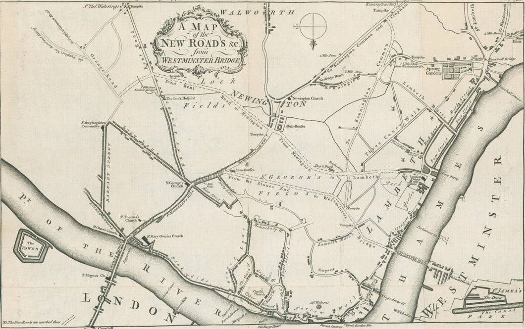 Unattributed  “A Map of the New Roads from Westminster Bridge”  [London]