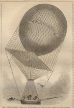 Load image into Gallery viewer, Unattributed &quot;The &#39;Atlantic&#39; Balloon in which the Voyage from St. Louis will be made.&quot;/&quot;Cutting Loose, in Case the Balloon falls into the Sea&quot; &amp; &quot;The &#39;Nineteenth Century&#39; Balloon for the Voyage from San Francisco.&quot;/&quot;Gage&#39;s Patent Halyard Kedging Disc.&quot;
