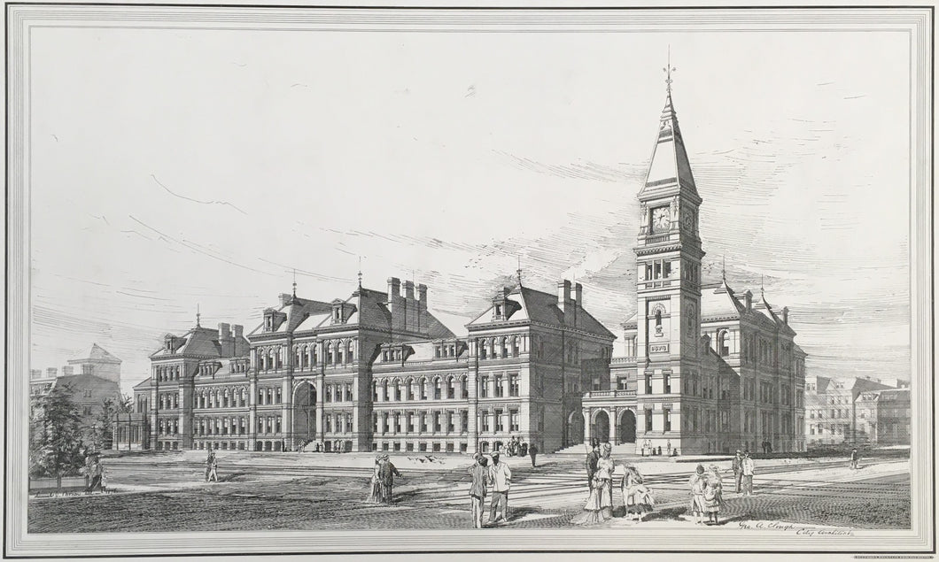 Brown, Samuel J.  “Latin and English High School Buildings, Boston, Mass”  [façade and floor plan].