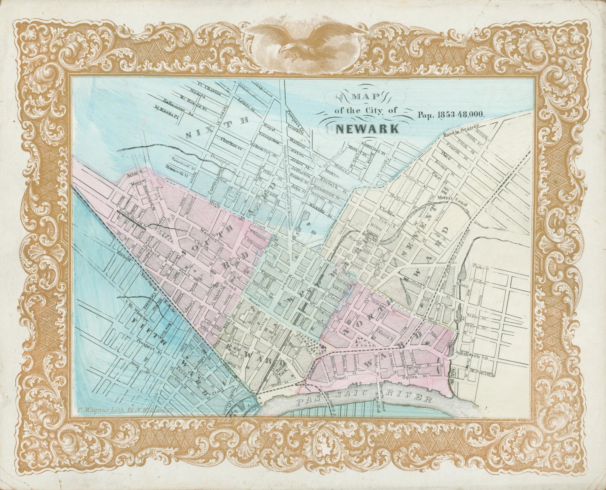 Newark New Jersey To Montreal Magnus, Charles “Map Of The City Of