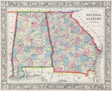 Load image into Gallery viewer, Mitchell, S. Augustus  “County Map of Georgia, and Alabama” 1860
