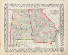 Load image into Gallery viewer, Mitchell, S. Augustus  “County Map of Georgia, and Alabama” 1867+
