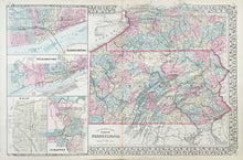 Load image into Gallery viewer, Gamble, W.H.  &quot;County Map of the State of Pennsylvania”  With inset maps of Harrisburg, Williamsport, Erie and Scranton
