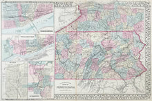 Load image into Gallery viewer, Gamble, W.H.  &quot;County Map of the State of Pennsylvania”  With inset maps of Harrisburg, Williamsport, Erie and Scranton
