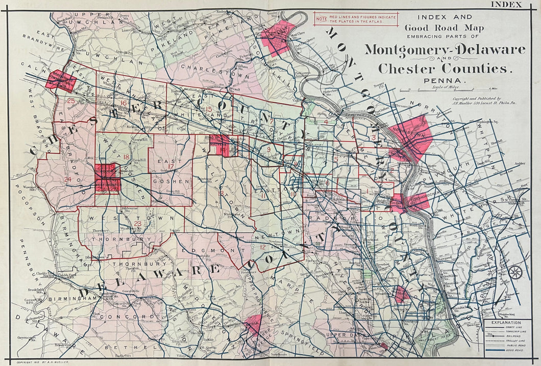 Mueller, A.H.  “Good Road and Outline & Index Map”.  [Main Line].