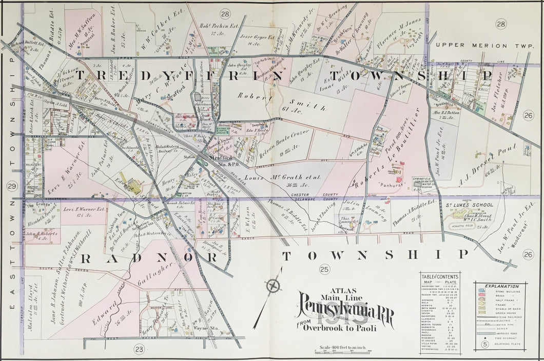 Mueller, A.H.  Plate 27  [Strafford Station area showing parts of Tredyffrin and Radnor Townships]