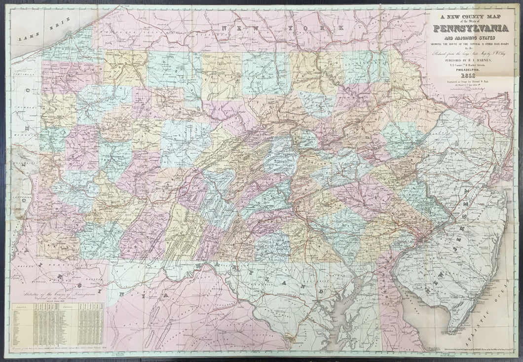 Otley J. W.  “A New County Map of the State of Pennsylvania...