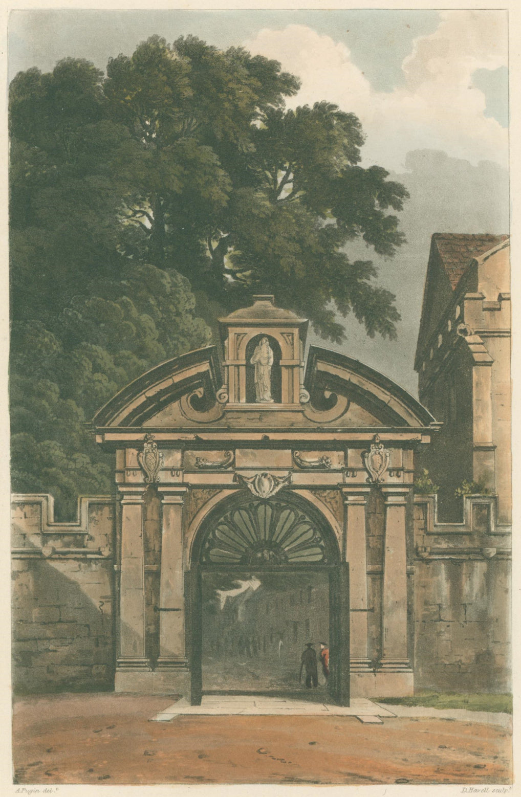 Pugin, A.  “Magdalen College.  Entrance Gate”