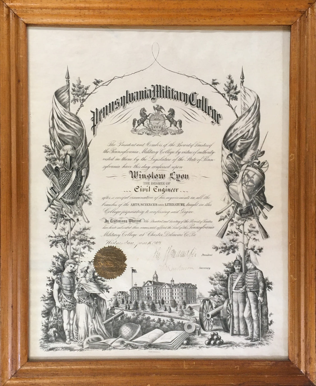 Unattributed  [Diploma from the Pennsylvania Military College, now Widener University]