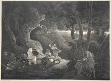 Load image into Gallery viewer, Farington, Joseph Plate 58. “First Part, King Henry IV, Act II, Scene ii. The Road by Gadshill. Prince Henry, Poins, Peto, Falstaff&quot;
