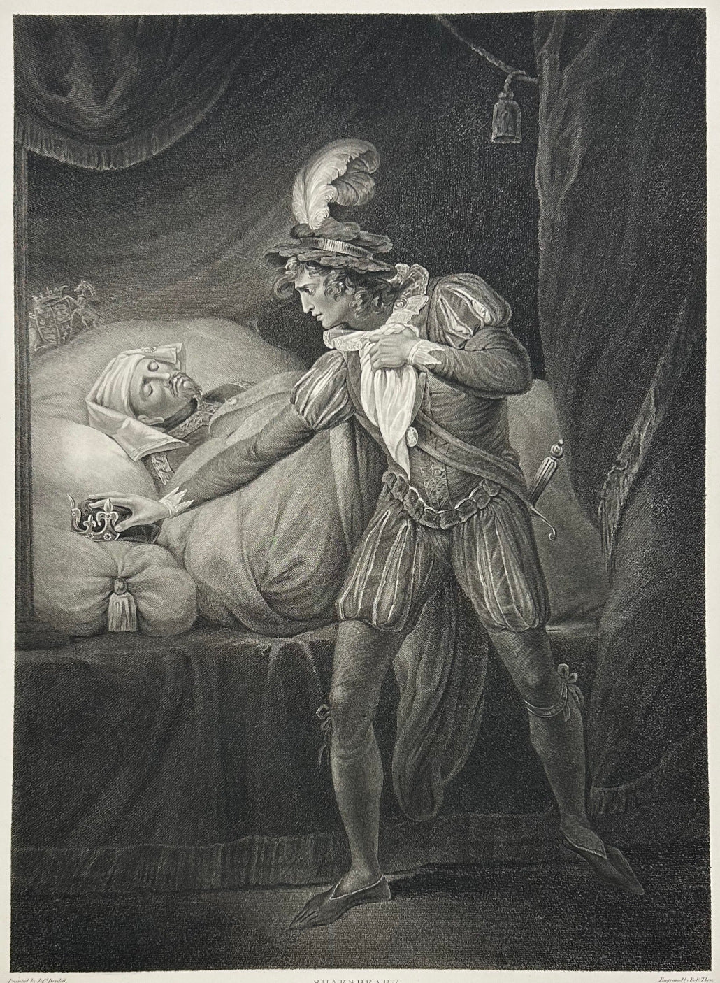 Boydell, Josiah Plate 64. “Second Part, King Henry IV, Act IV, Scene iv. Westminster. King Henry, asleep, and the Prince of Wales