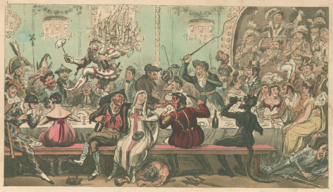 Cruikshank, Isaac, Robert & George.  “Tom & Jerry larking at a Masquerade Supper, at the Opera House”