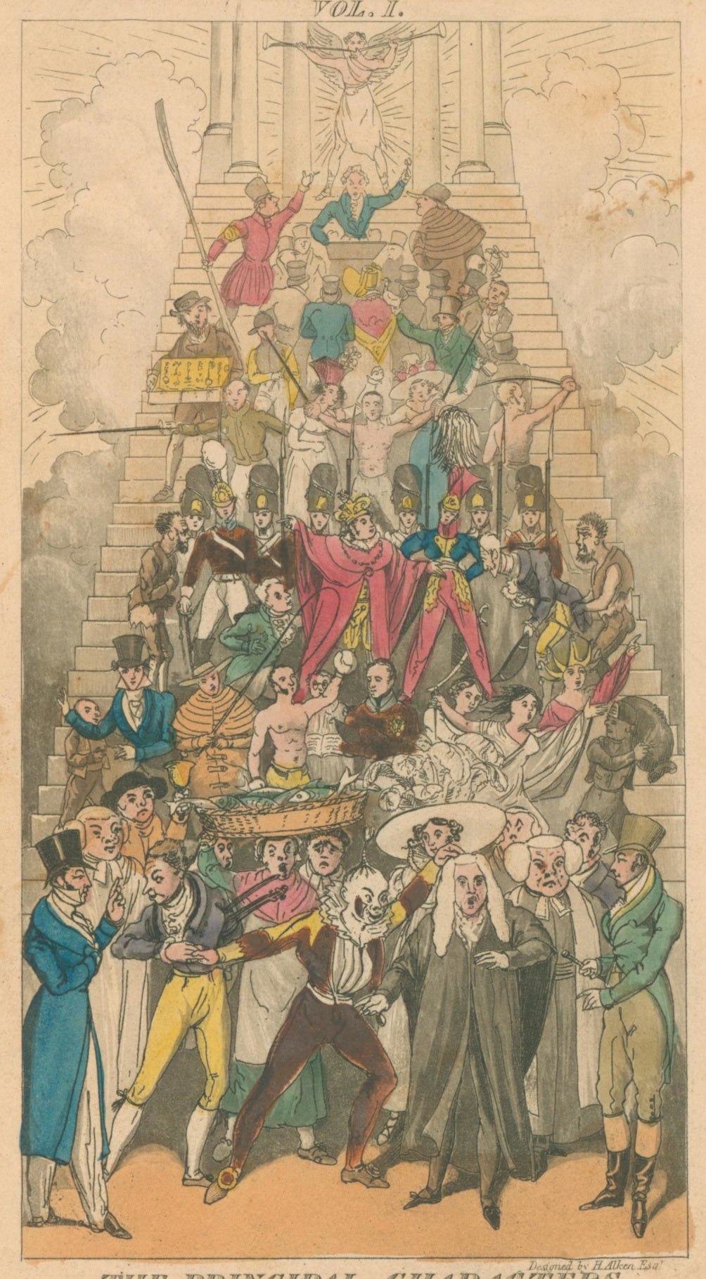 Cruikshank, Isaac, Robert & George.  “The Principal Characters presented to Public Exhibition throughout Real Life in London” Frontispiece. Vol. I