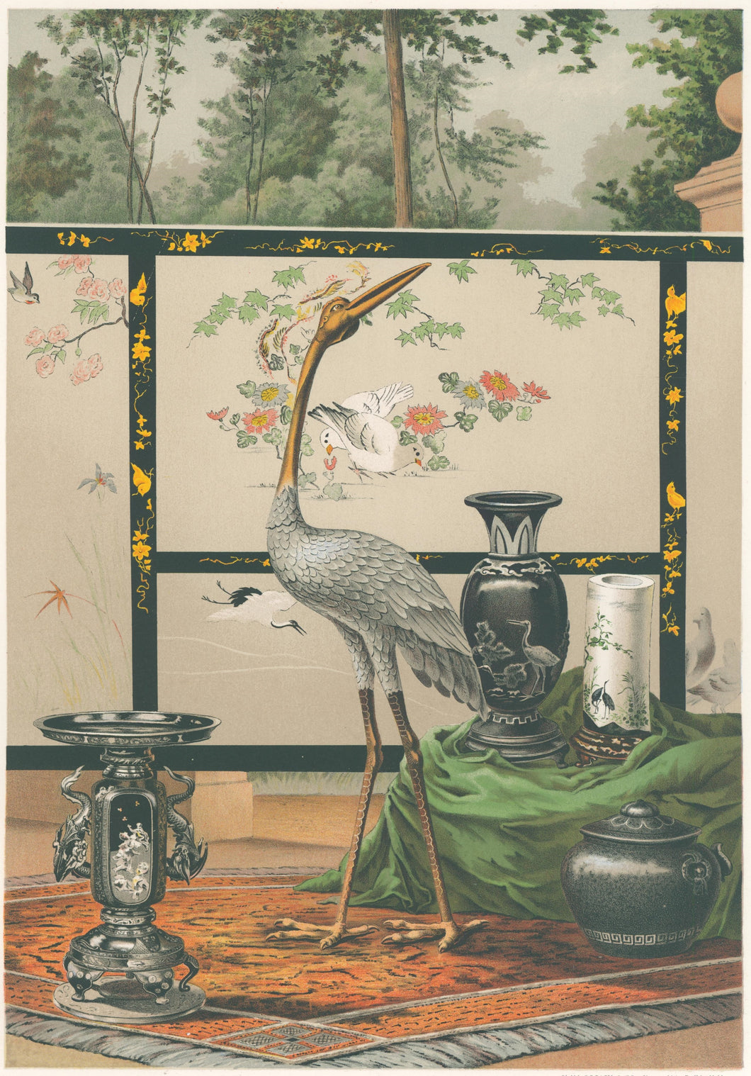 Unattributed “Embroidered Screen, Bronze & Porcelain Manufacturers.  Japan”