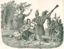 Load image into Gallery viewer, Unattributed.  “Capt. Smith rescued by Pocahontas.&quot;  From &quot;John Wimer’s Events in Indian History&quot;
