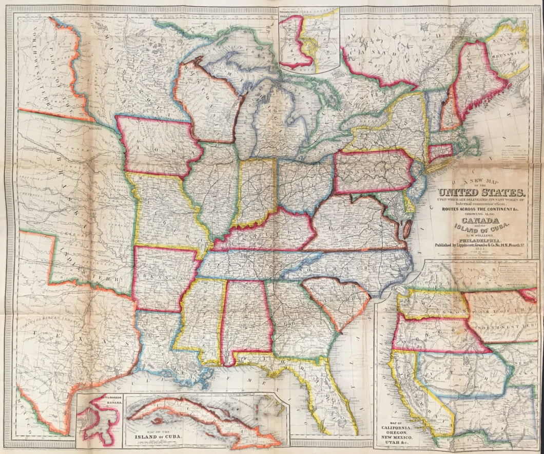 Williams, Wellingon  “A New Map of the United States upon which are delineated its vast works of internal communications, ... 1853