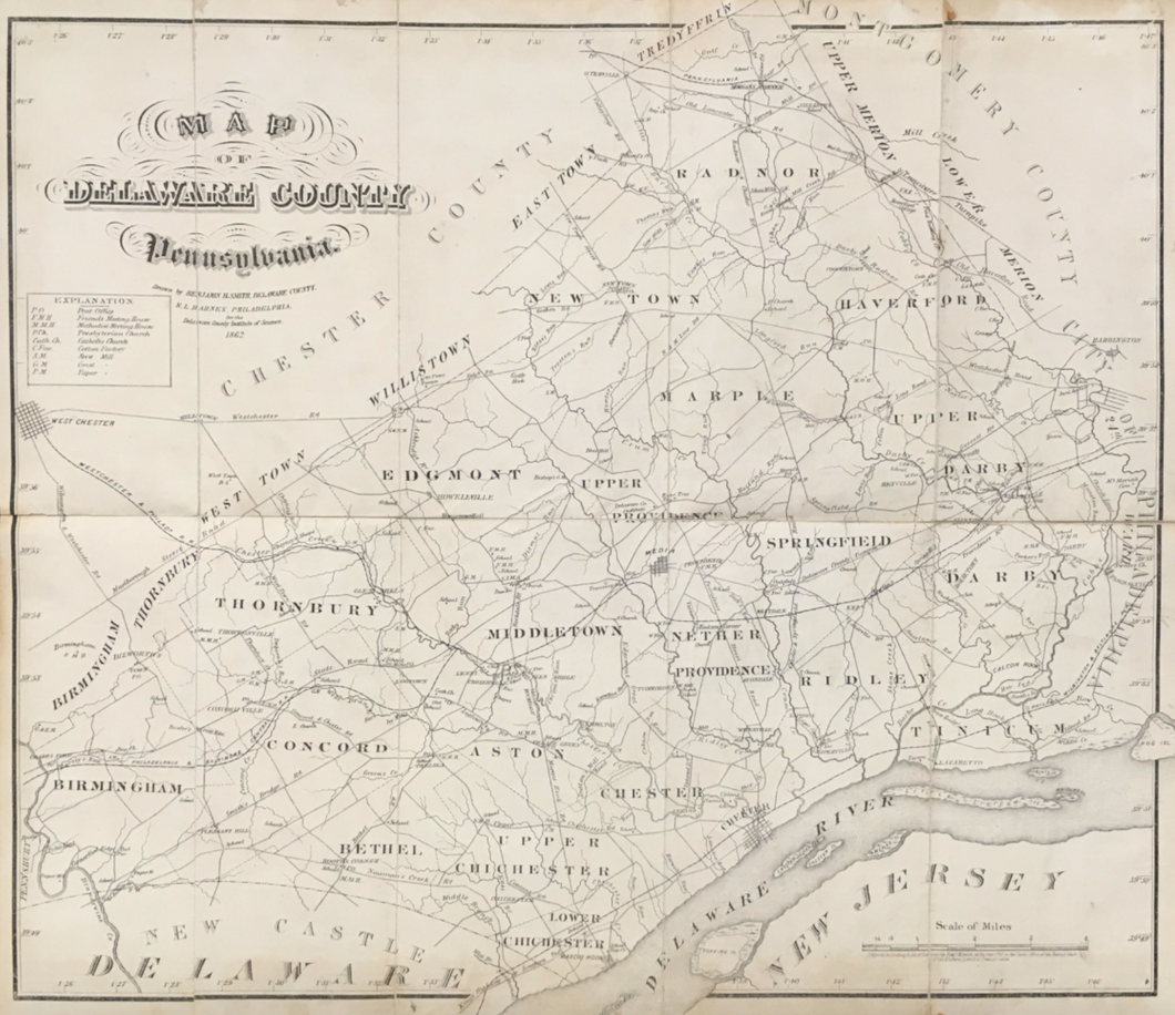 Smith, Benjamin H.  “Map of Delaware County, Pennsylvania”
