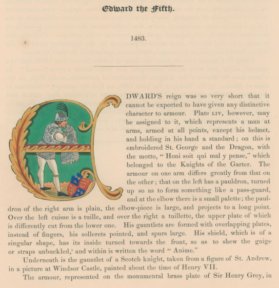 Meyrick, Samuel Rush.  “Edward the Fifth.”  [Text with illuminated letter]