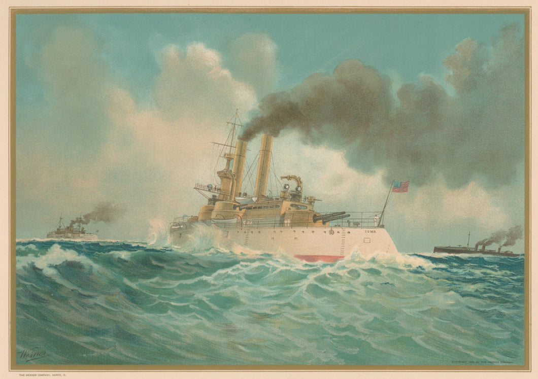 Unattributed.  “U. S. Navy 1899”  [Second Class Battleship, Texas; First Class Battle Ship, Iowa; Torpedo Boat, Porter.]