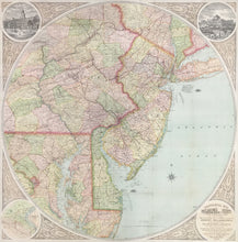 Load image into Gallery viewer, Bartholomew, John  “Centennial Map of Philadelphia and its Vicinity a New Township Map of the Country One Hundred and Thirty Six Miles around Philadelphia ...&quot;

