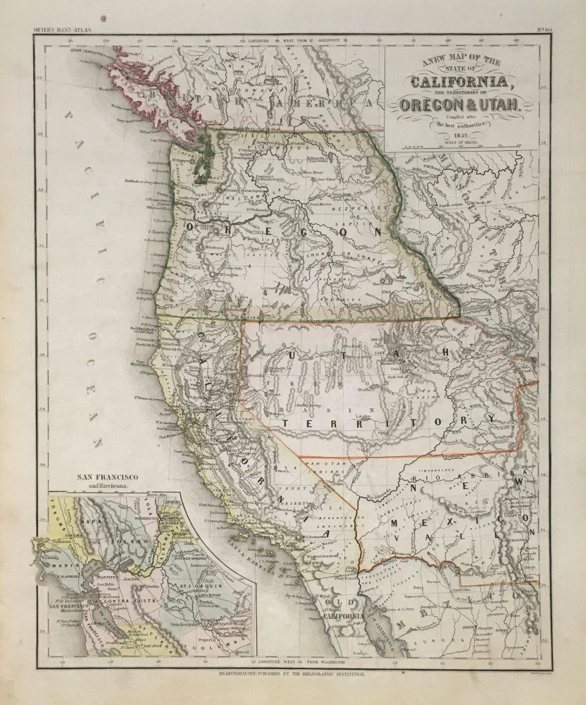 Meyer. “A New Map of the State of California, The Territories of Oregon & Utah.  Compiled after the best authorities.”
