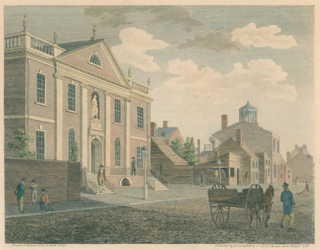 Birch, William Russell “Library and Surgeon’s Hall, in Fifth Street Philadelphia.”  [original medical school of the University of Pennsylvania]