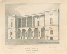 Load image into Gallery viewer, Birch, William  “The New Theatre in Chestnut Street Philadelphia. Built 1822.  Taken down 1856.  Published by Wm. Birch 1823.”
