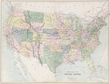 Load image into Gallery viewer, Bartholomew, J.   “General Map of the United States&quot; 1879
