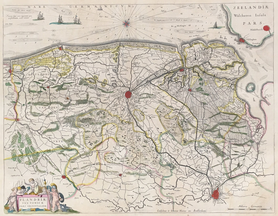 Blaeu, Willem “Flandriæ Teutonicæ pars Orientalior.”  [Flanders, Belgium]