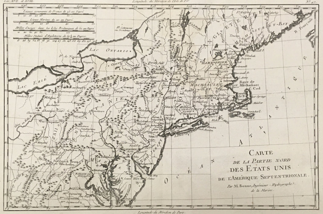 Bonne, Rigobert “Carte de la Partie Nord, des Etats Unis, de l’Amérique Septentrionale.”