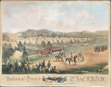 Load image into Gallery viewer, Benecke, Thomas after Otto Botticher  “National Guard 7th Regt. N.Y.S.M. at Camp Worth (Kingston, July 1855) forming for review and inspection by Inspector-General B. F. Bruce N.Y.S.M.”
