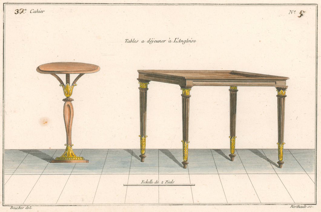 Boucher, Juste-François Plate 5(b).  “Tables à déjeuner à L’Angloise”