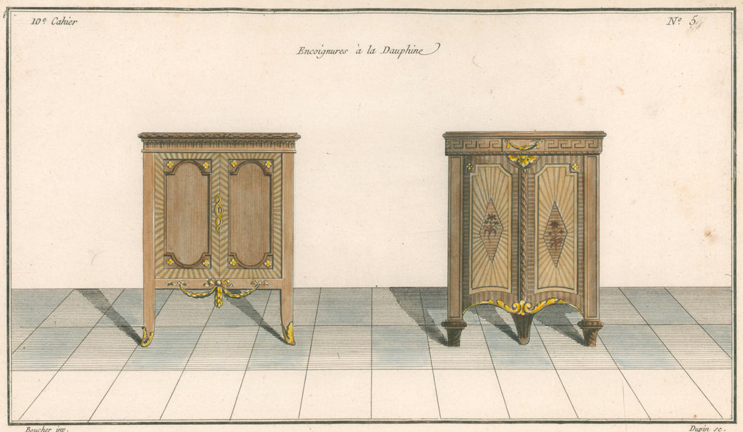 Boucher, Juste-François Plate 5.  “Encoignures à la Dauphine”