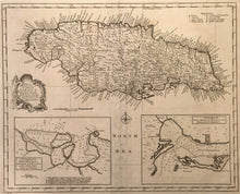 Load image into Gallery viewer, Bowen, Emanuel &quot;A new and accurate map of Jamaica.&quot; And Two harbor charts. Drawn from Surveys and regulated by astronl. observatns&quot;
