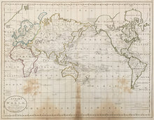 Load image into Gallery viewer, Carey.  “Chart of the World According to Mercators Projection shown the latest Discoveries of Capt. Cook.”
