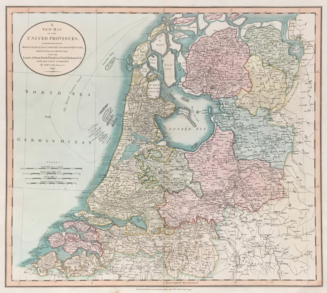 Cary, John “A New Map of the United Provinces.”  [Netherlands]