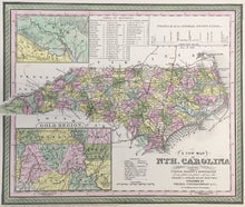 Load image into Gallery viewer, Mitchell, S. Augustus &quot;A New Map of State of North Carolina with its Roads &amp; Distances&quot;

