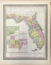 Load image into Gallery viewer, Mitchell, S. Augustus &quot;A New Map of State of Florida with its Roads &amp; Distances&quot;
