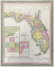 Load image into Gallery viewer, Mitchell, S. Augustus &quot;A New Map of State of Florida with its Roads &amp; Distances&quot;
