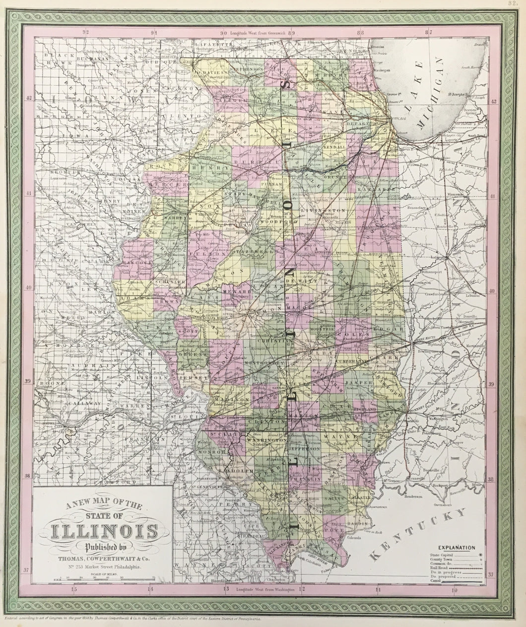 Mitchell, S. Augustus  “A New Map of Illinois