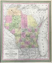 Load image into Gallery viewer, Mitchell, S. Augustus &quot;A New Map of State of Wisconsin&quot;
